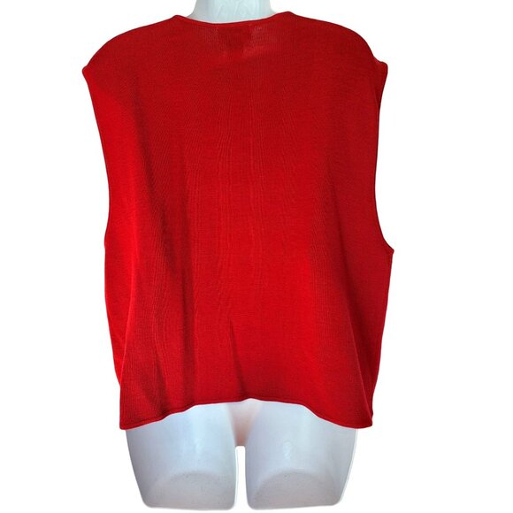 Koret Vest Women's L Wool Blend Red Sweater Knit Grandmacore Vintage Beaded Embe - Picture 6 of 10